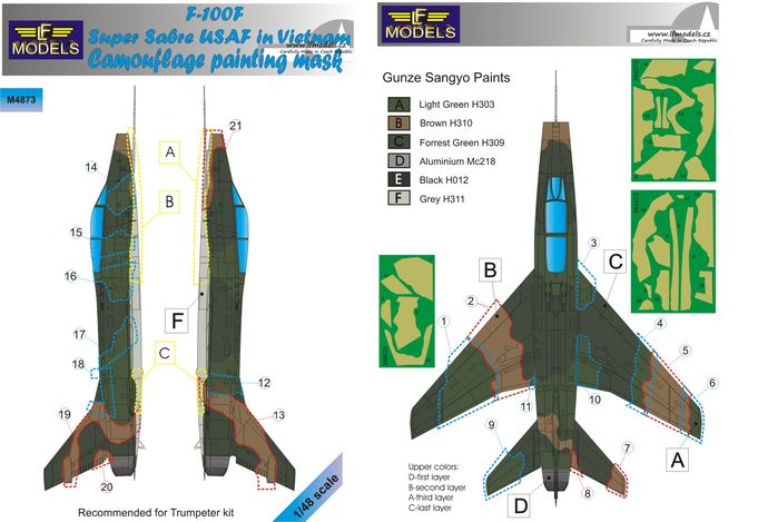 F-100F USAF in Vietnam Camouflage Painting Mask - Click Image to Close