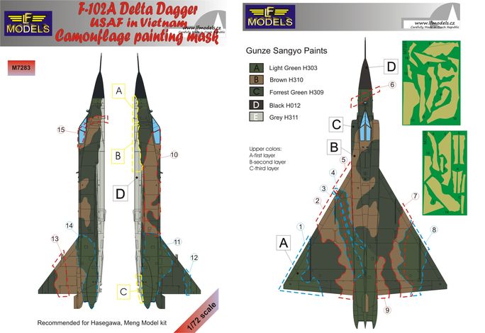 F-102A Delta Dagger USAF in Vietnam Camo Painting Mask - Click Image to Close