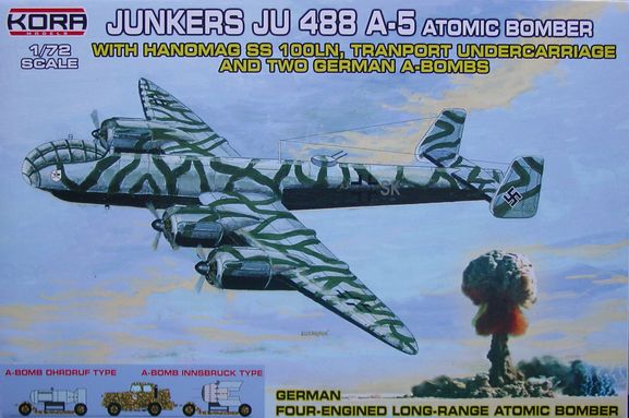 Junkers Ju-488A-5 atomic bomber with 2 German A-bombs and troley