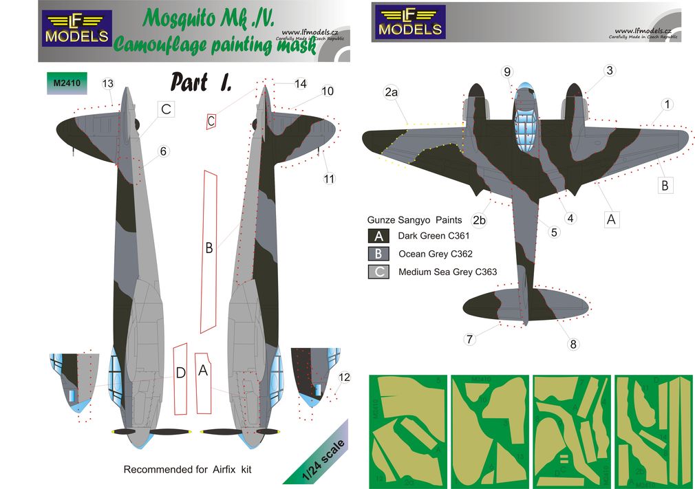 D.H. Mosquito Mk. IV part I. Camouflage Painting Mask