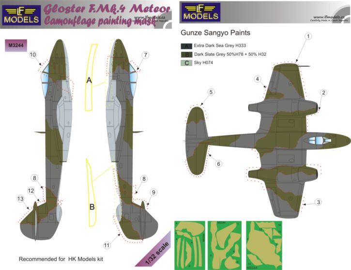 Meteor F.Mk.4 Camouflage Painting Mask