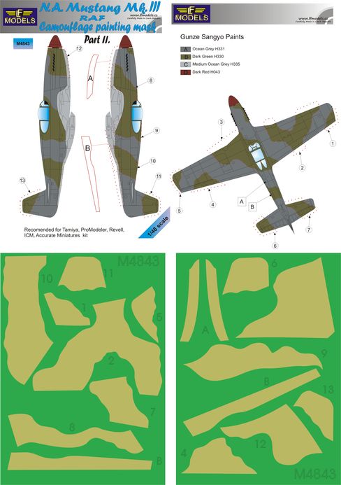 Mustang Mk.III RAF Part II Camouflage Painting Mask