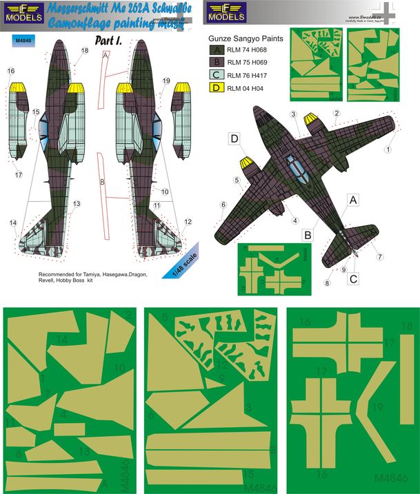 Me-262A Schwalbe Camouflage Painting Mask Part I.
