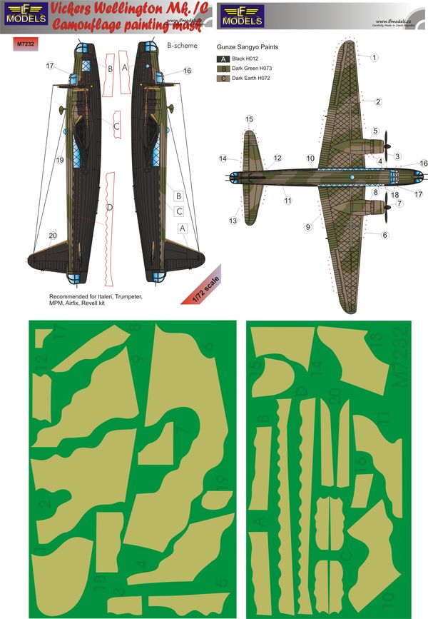 Vicker Wellington Mk.IC B-scheme Camouflage Painting Mask - Click Image to Close