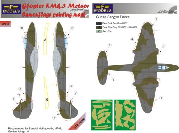 Meteor F.Mk.3 Camouflage Painting Mask