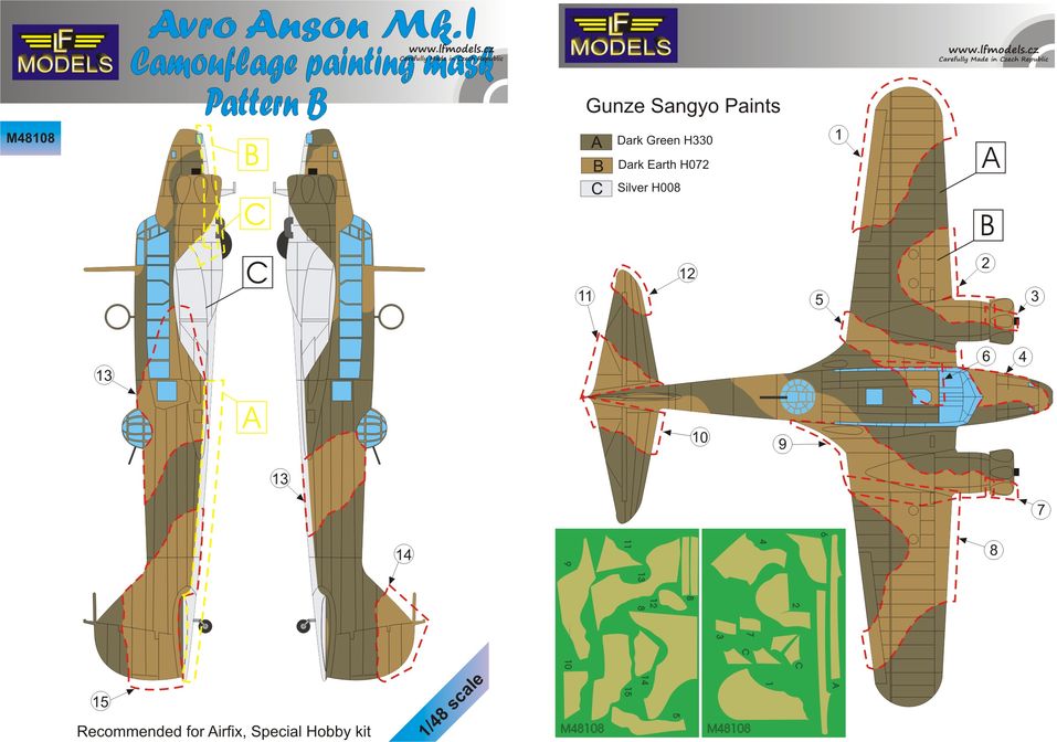 Avro Anson Mk.I. Pattern B Camouflage Painting Mask - Click Image to Close