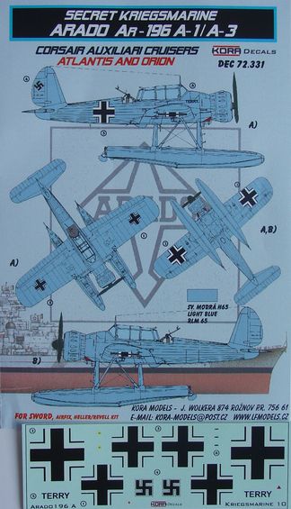 Arado Ar-196A-1/3 Secret Kriegsmarine X Atlantis & Orion