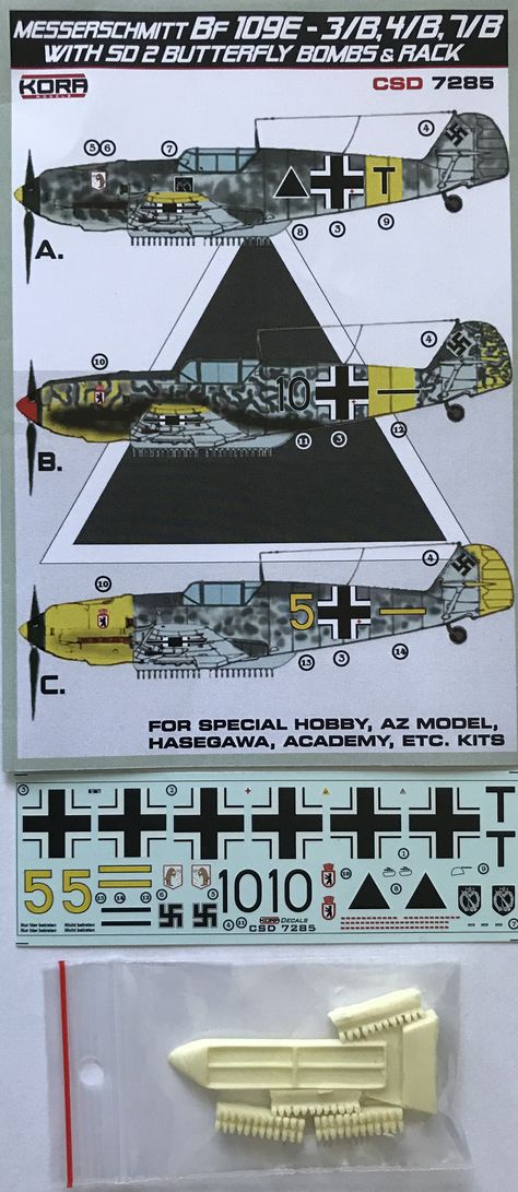 Messerschmitt Bf 109E-3/4/7/B, with SD 2 Butterfly bombs & rack