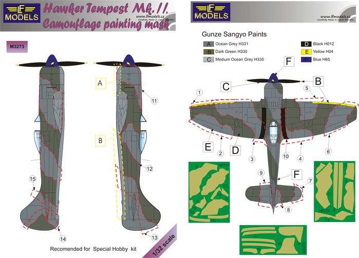 Hawker Tempest Mk.II Camouflage Painting Mask