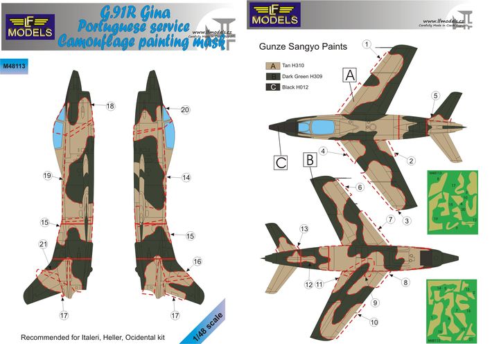 G.91R Gina Portuguese service Camouflage Painting Mask