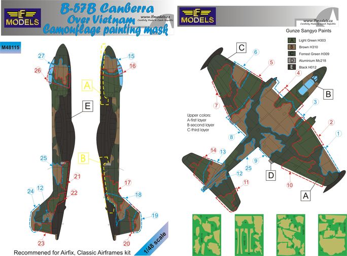 B-57B Canberra over Vietnam camouflage painting mask