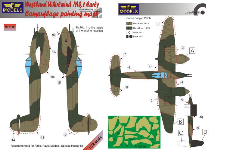 Westland Whirlwind Mk.I Early Camouflage Painting Mask - Click Image to Close