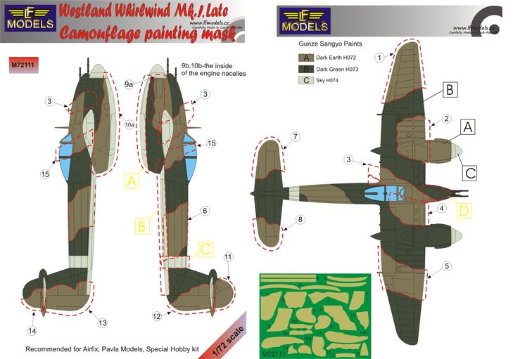 Westland Whirlwind Mk.I Late Camouflage Painting Mask - Click Image to Close