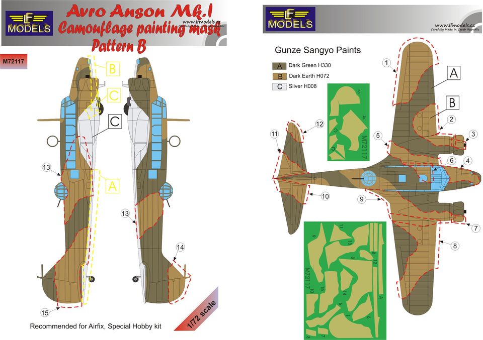 Avro Anson Mk.I. Pattern B Camouflage Painting Mask