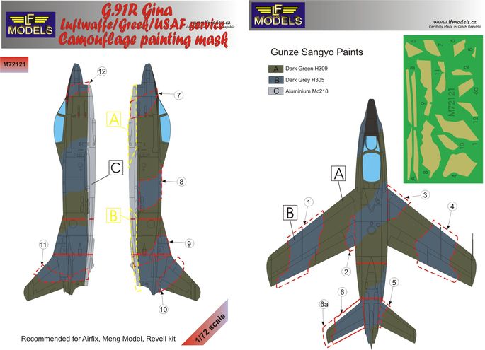 G.91R Gina Luftwaffe/Greek/USAF service Camouflage Painting Mas