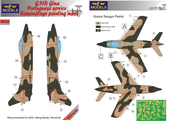 G.91R Gina Portuguese service Camouflage Painting Mask