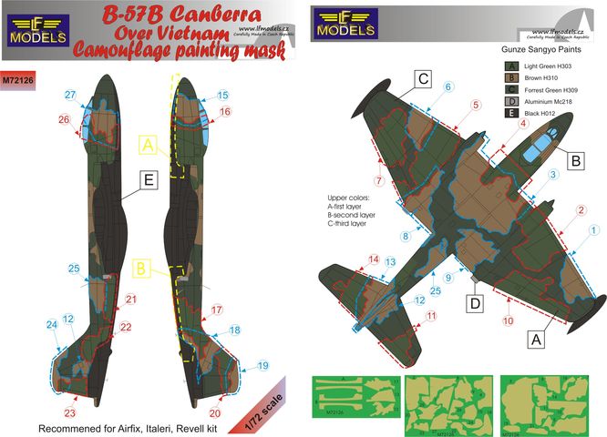 B-57B Canberra over Vietnam Camouflage Painting Mask