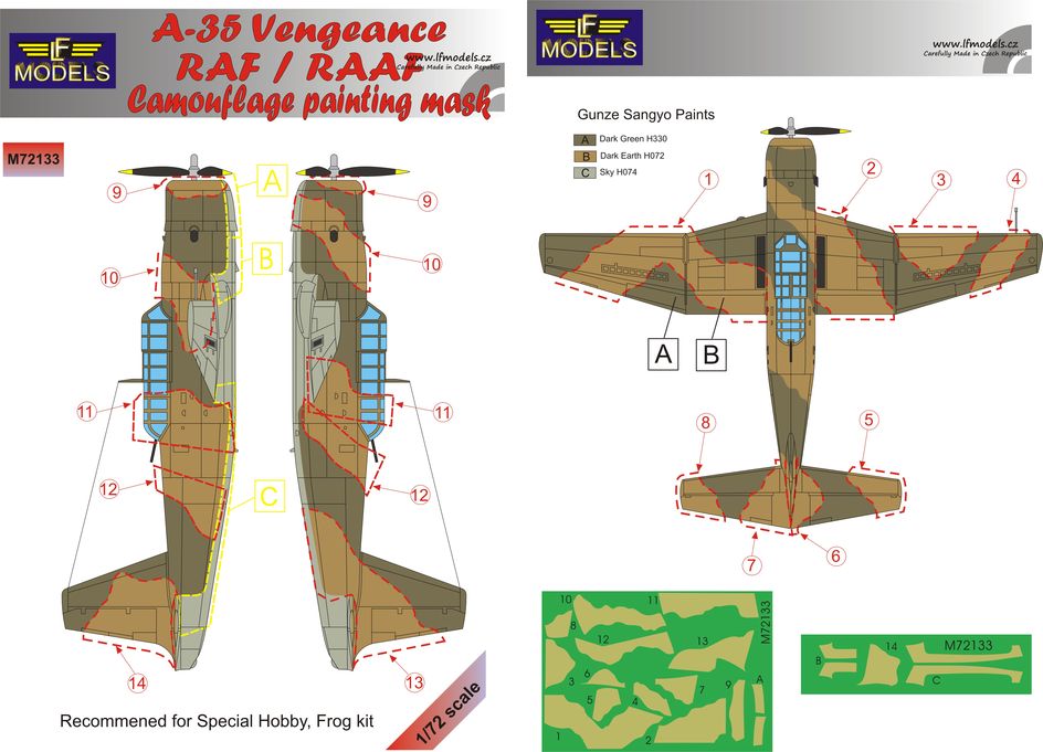 A-35 Vengeance RAF / RAAF Camouflage Painting Mask
