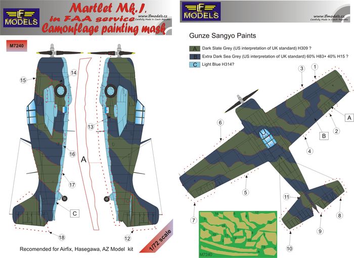 Martlet Mk.I FAA Camouflage Painting Mask