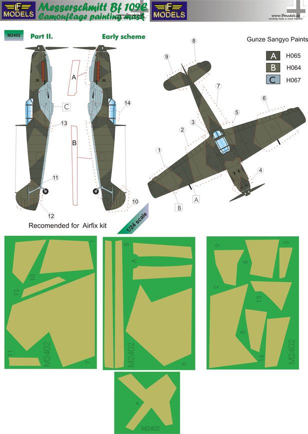 LF Models 1/72 MESSERSCHMITT Bf-109E Early Scheme Part 2 Camouflage Paint Mask 