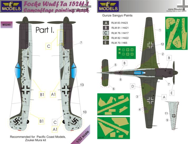 Focke Wulf Ta 152H-1 Part I. Camouflage Painting Mask
