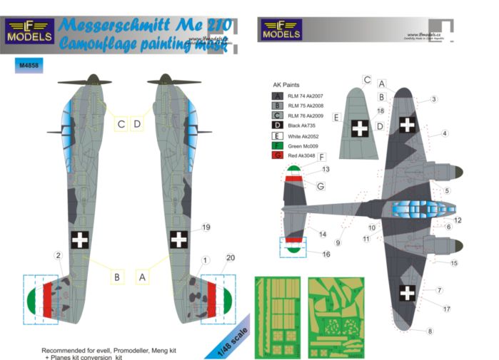 Messerschmitt Me 210 Camouflage Painting Mask - Click Image to Close