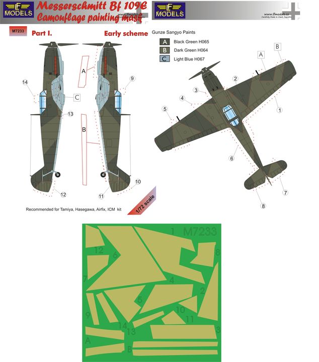 LF Models 1/32 MESSERSCHMITT Me-262A SCHWALBE Camouflage Paint Mask Set Part 2 