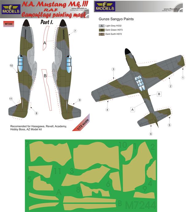 Mustang Mk.III RAF Part I Camouflage Painting Mask